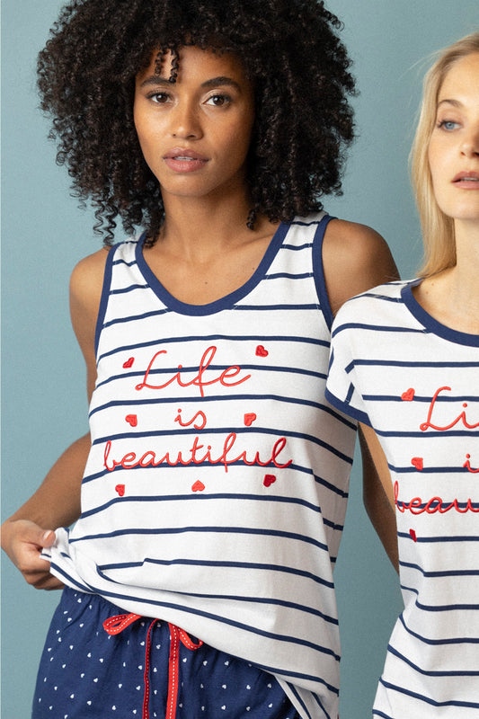 Pigiama estivo donna canotta e pantaloncino a righe Admas