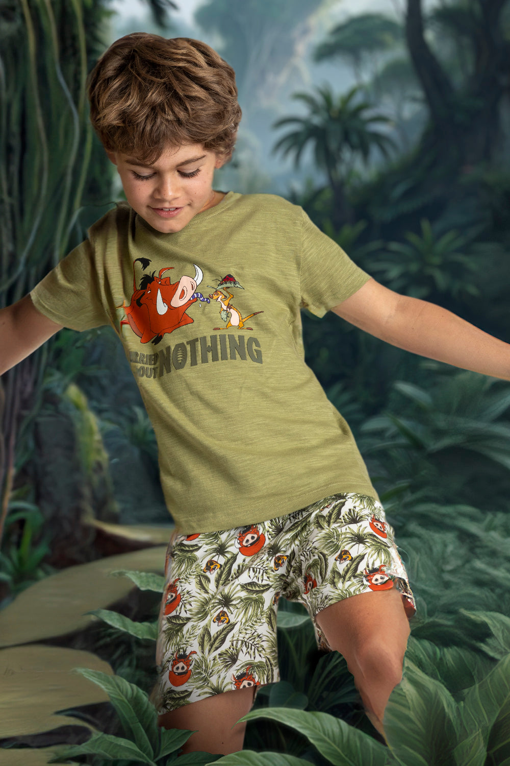 Pigiama estivo bambino con t-shirt Timon e Pumbaa Admas