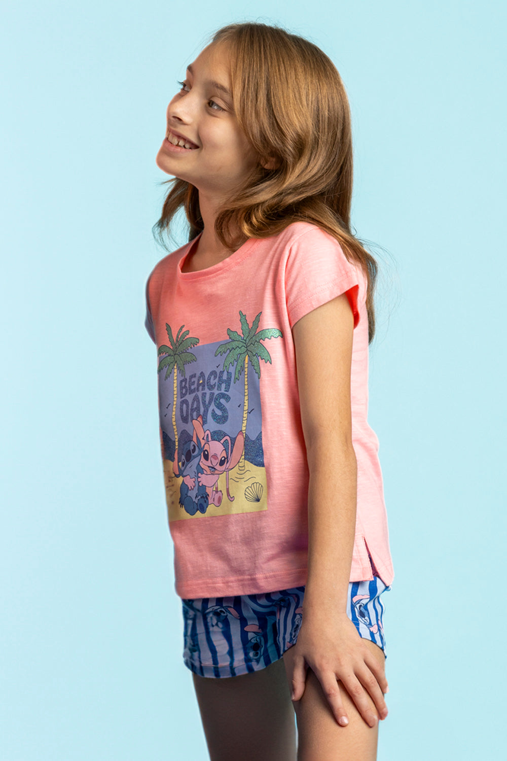 Pigiama estivo bambina con t-shirt Lilo e Stitch Admas
