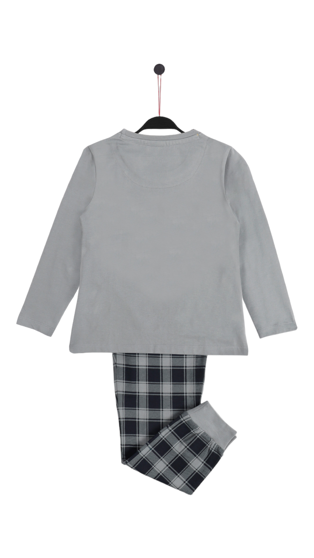 Pigiama invernale bambina Disney grigio con pantalone a quadri Admas