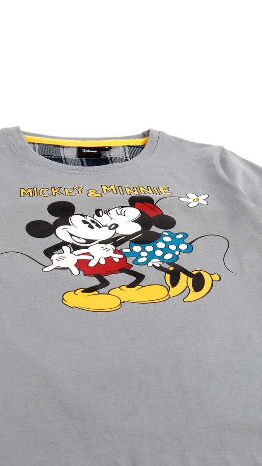Pigiama invernale bambina Disney grigio con pantalone a quadri Admas