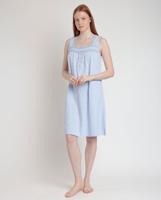 Camicia da notte con bottoni e fiorelli glicine Admas