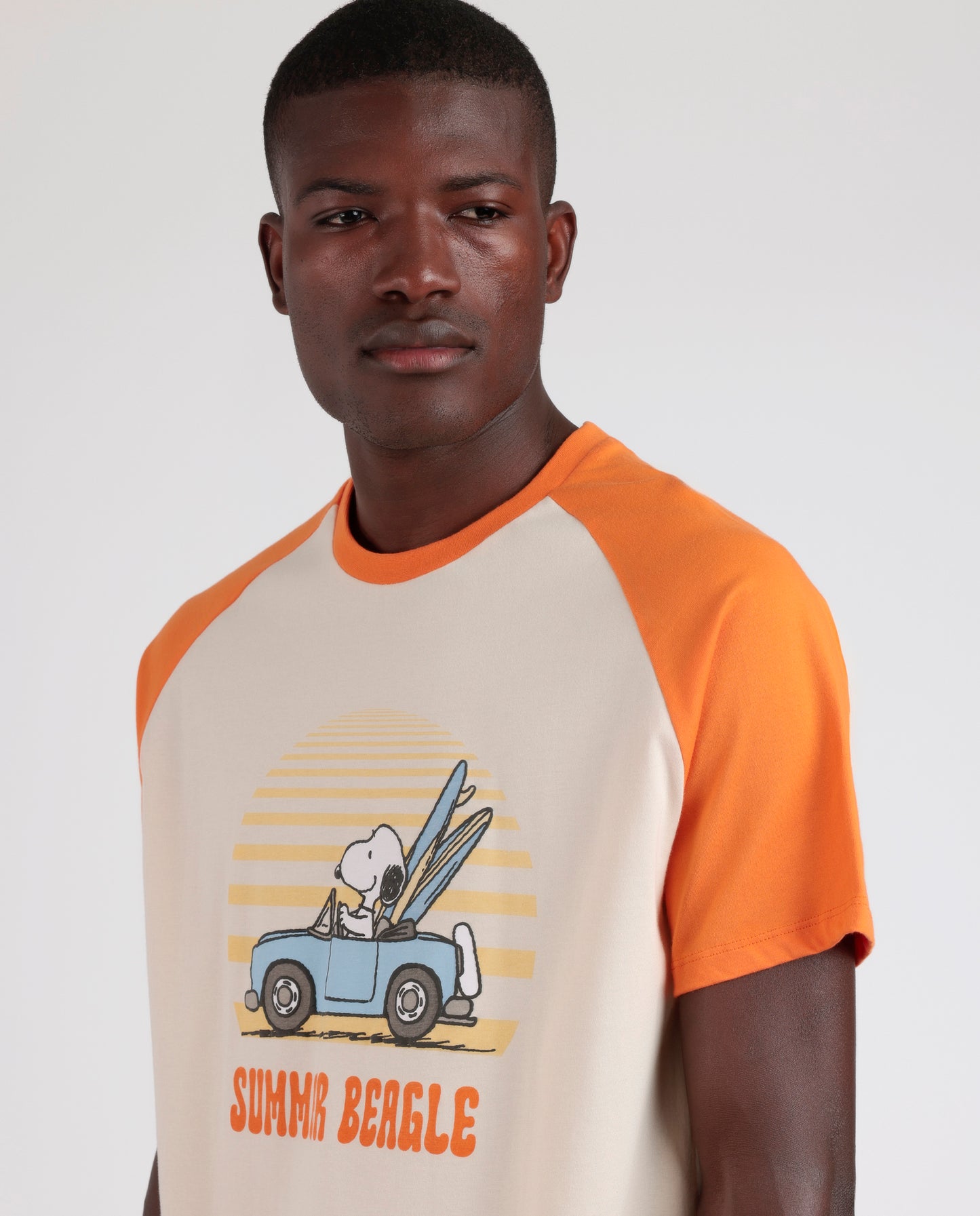 Pigiama estivo uomo T-shirt e pantaloncino arancione Snoopy Admas