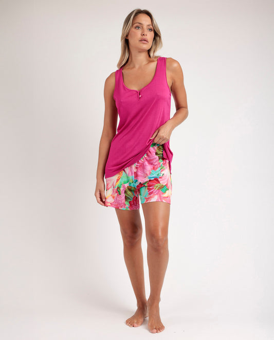 Pigiama estivo donna canotta e pantaloncino Multicolore fiori Admas