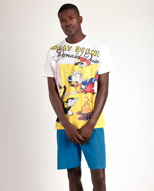 Pigiama estivo uomo T-shirt Paperino e pantaloncino blu Admas