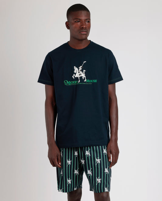 Pigiama estivo uomo T-shirt Mickey Mouse e pantaloncino a righe Admas