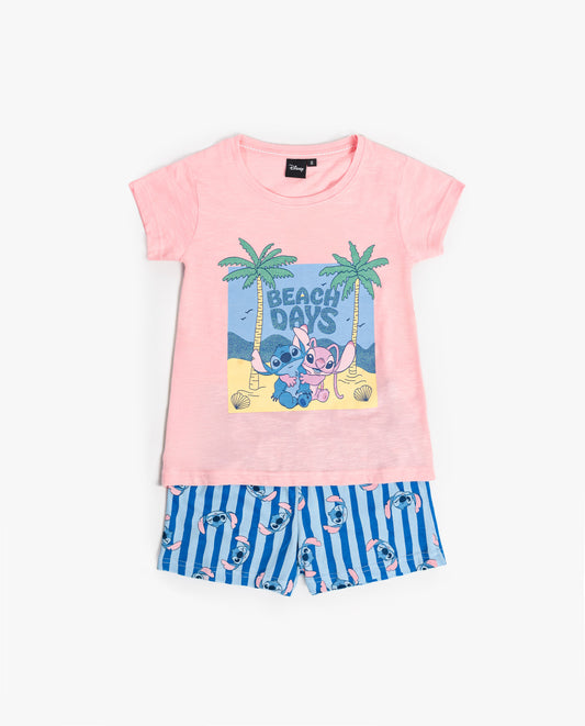Pigiama estivo bambina con t-shirt Lilo e Stitch Admas
