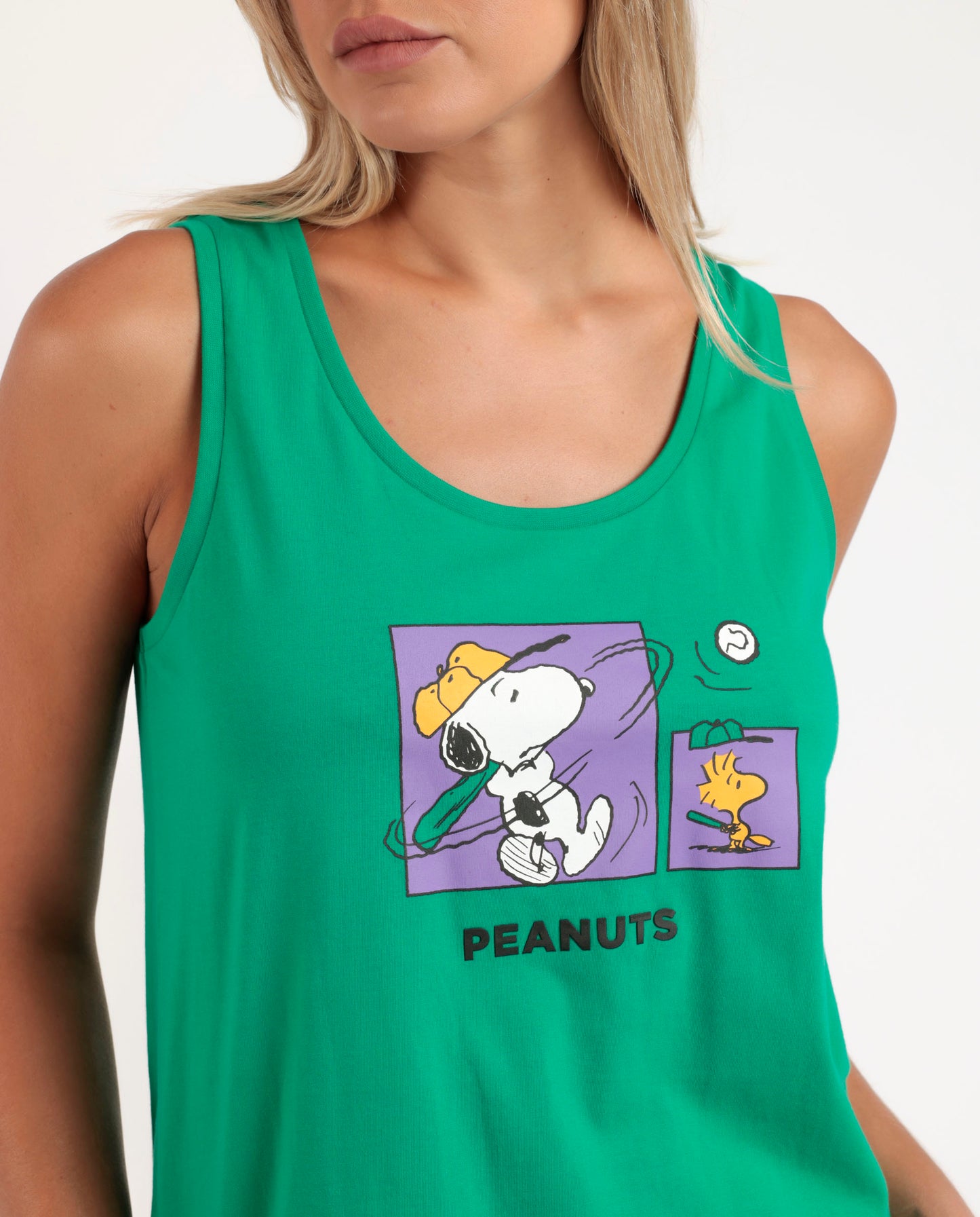 Pigiama estivo donna canotta e pantaloncino verde Snoopy Admas