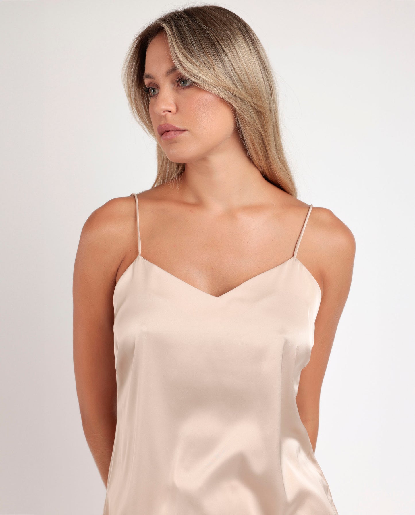 Pigiama estivo donna canotta e pantaloncino beige effetto seta Admas