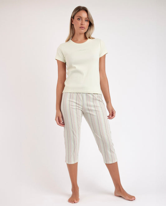 Pigiama estivo donna t-shirt e pinocchietto pantalone a righe Admas
