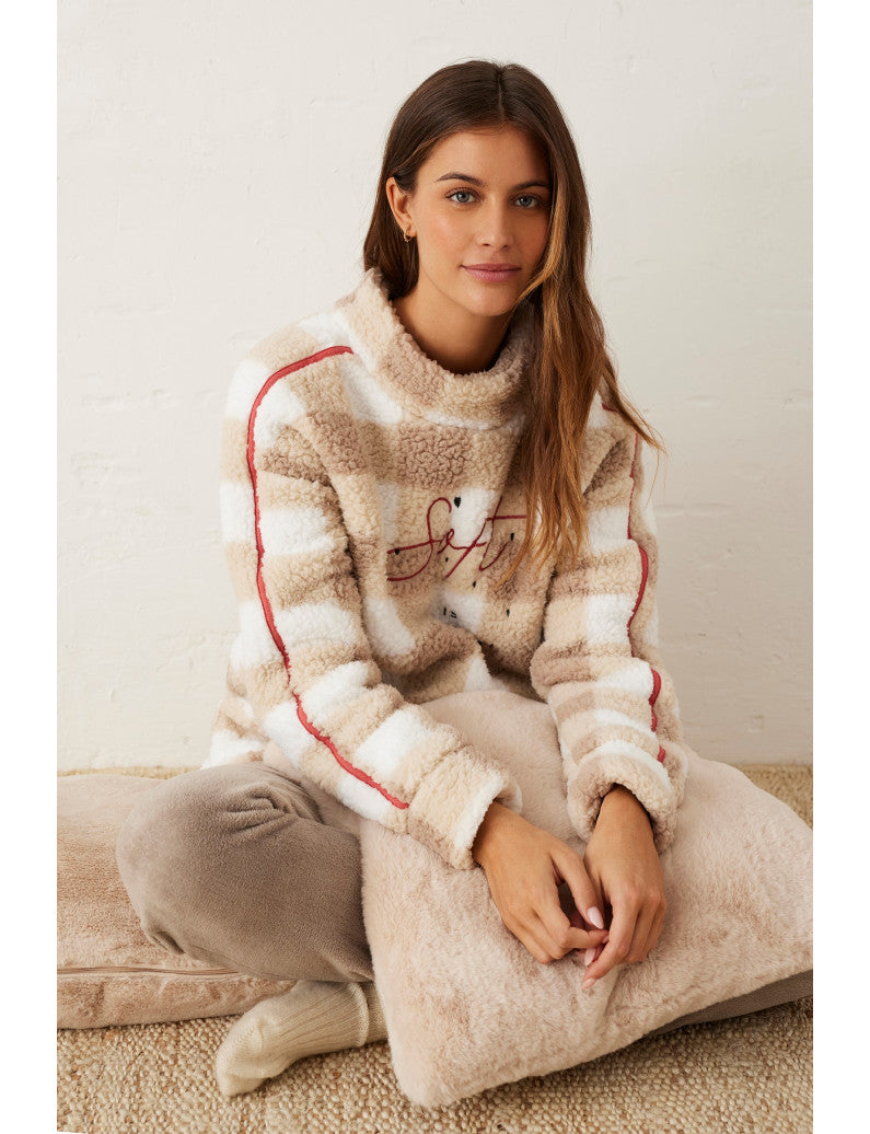 Pigiama donna invernale in coral beige Promise