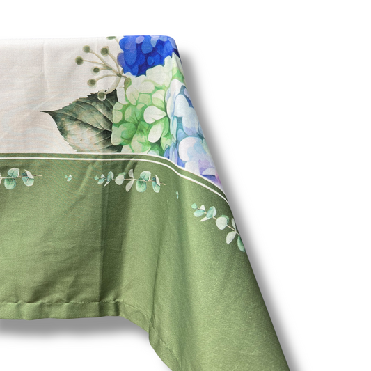 Tovaglia stampa fiori con bordo verde Flora Brandani