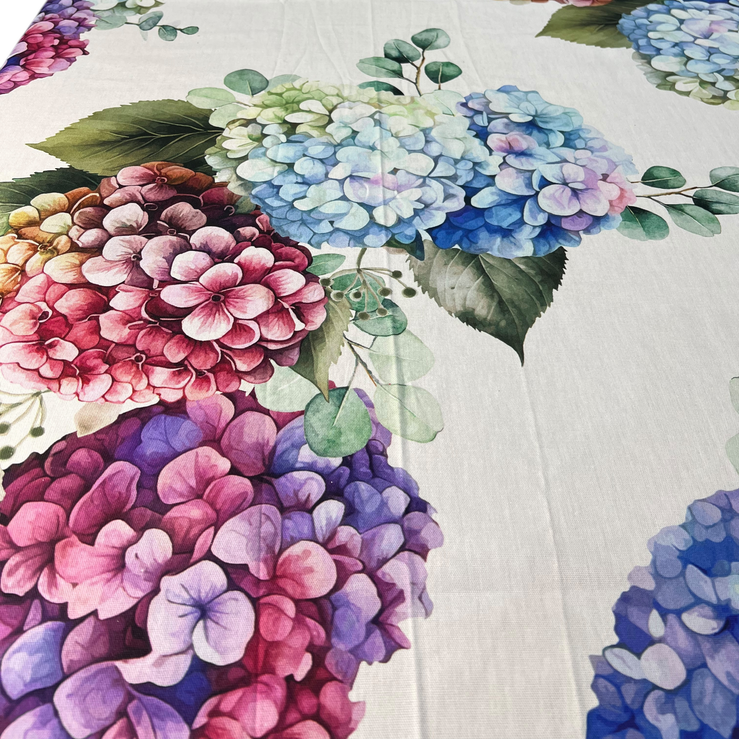 Tovaglia stampa fiori con bordo verde Flora Brandani