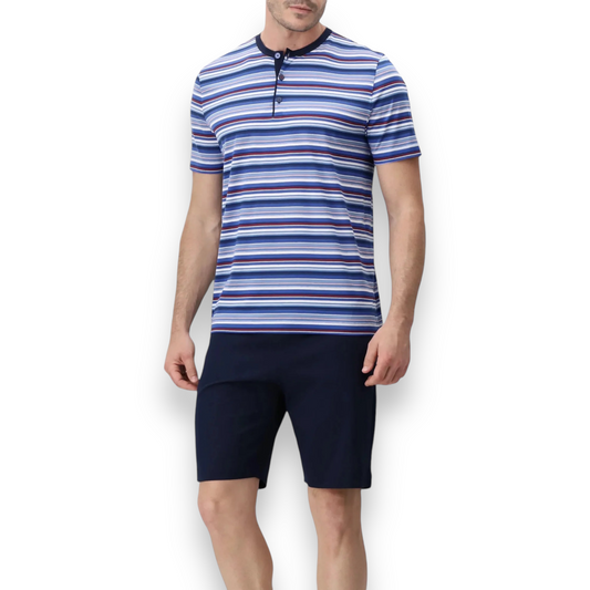 Pigiama uomo corto con T-Shirt a righe Perofil
