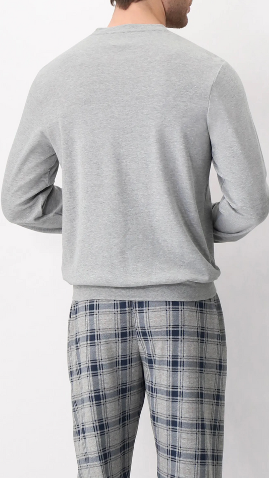 Pigiama uomo invernale in caldo cotone con pantalone a quadri Perofil