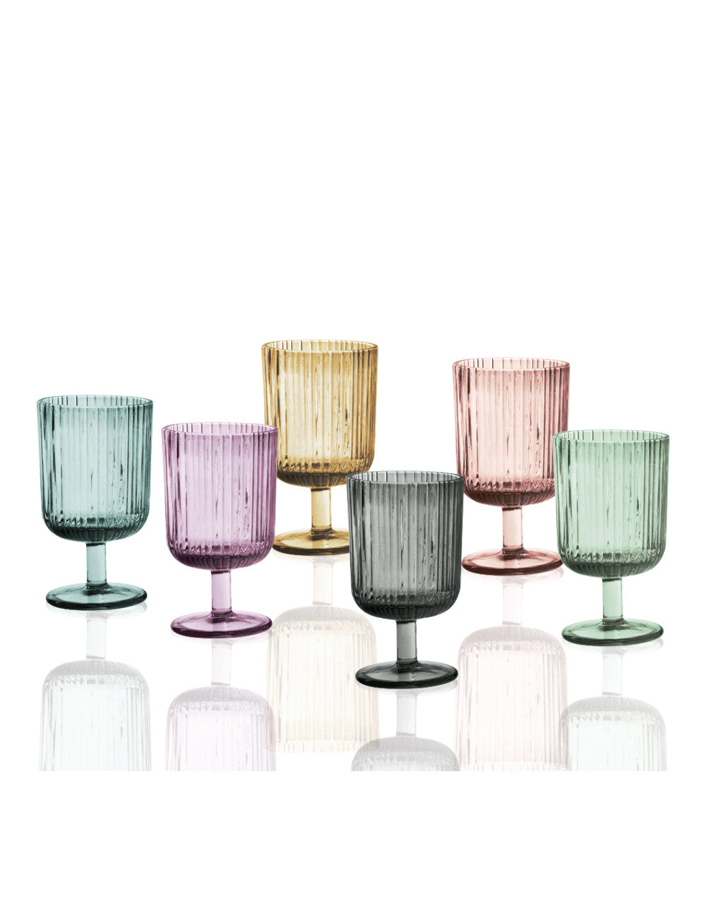 Calici plisset set 6 pz colori assortiti vetro Brandani