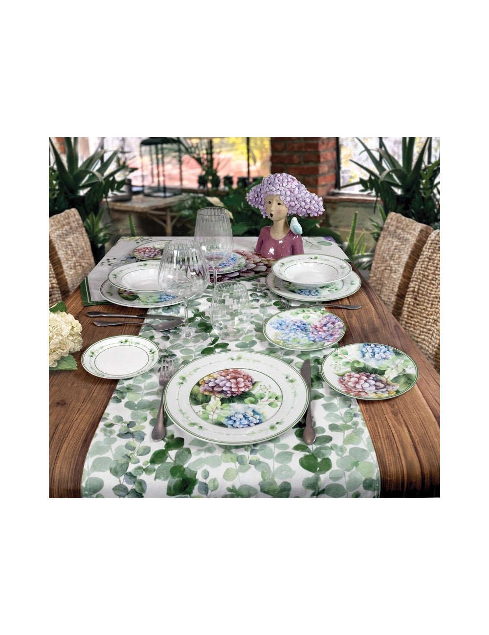 Set piatti 18 pz Flora in porcellana Brandani