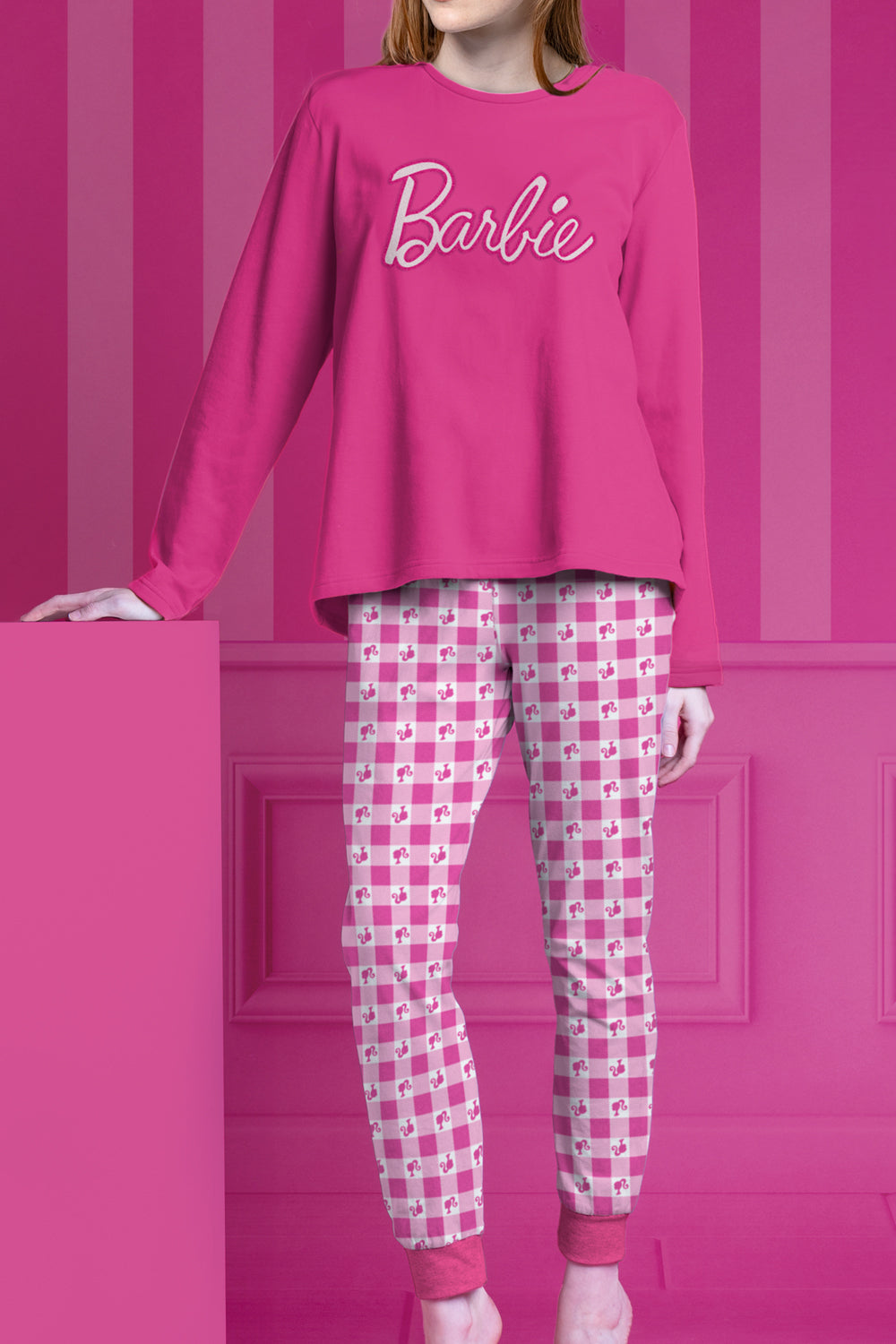 Pigiama donna invernale rosa Barbie