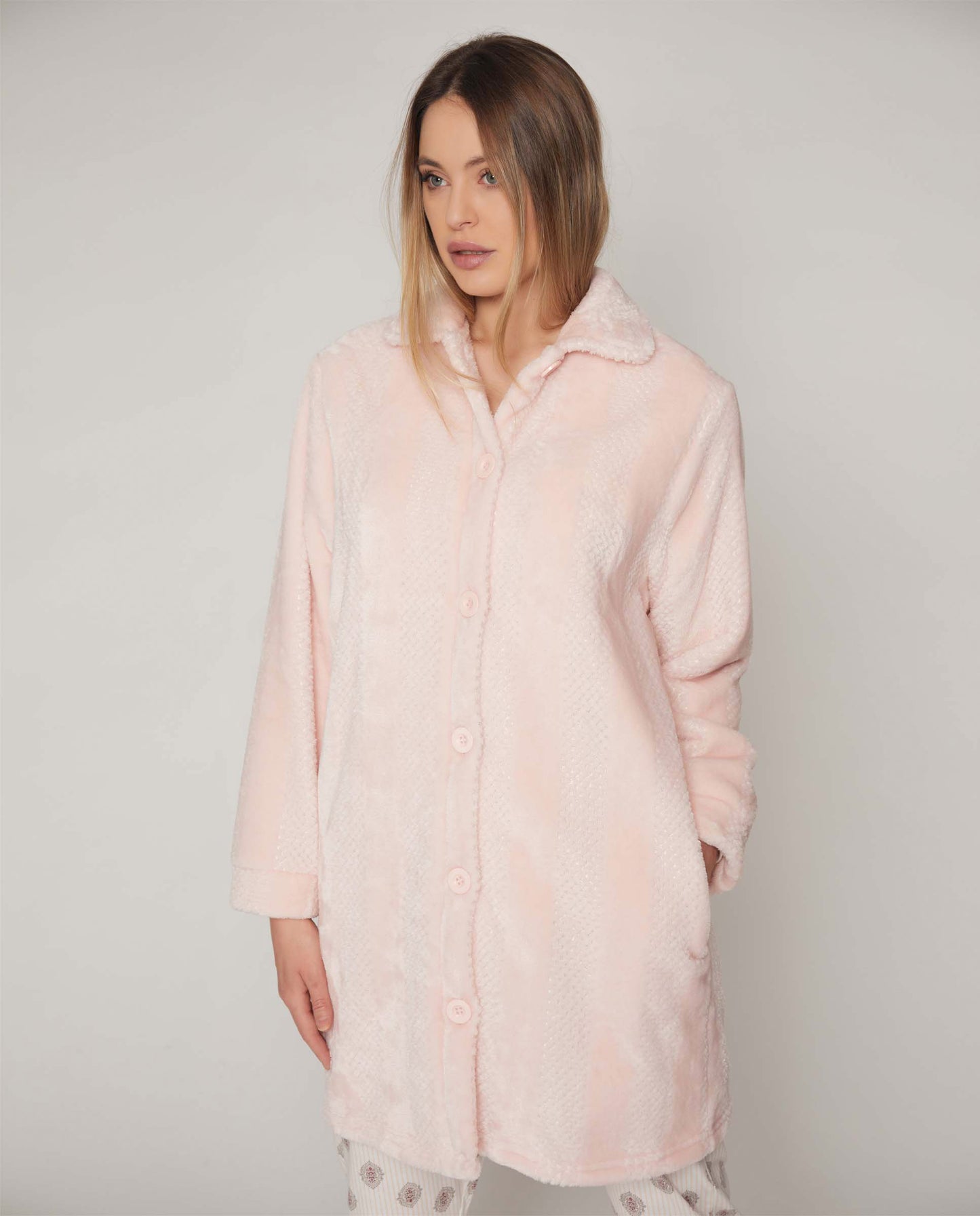 Vestaglia donna invernale pile rosa Admas