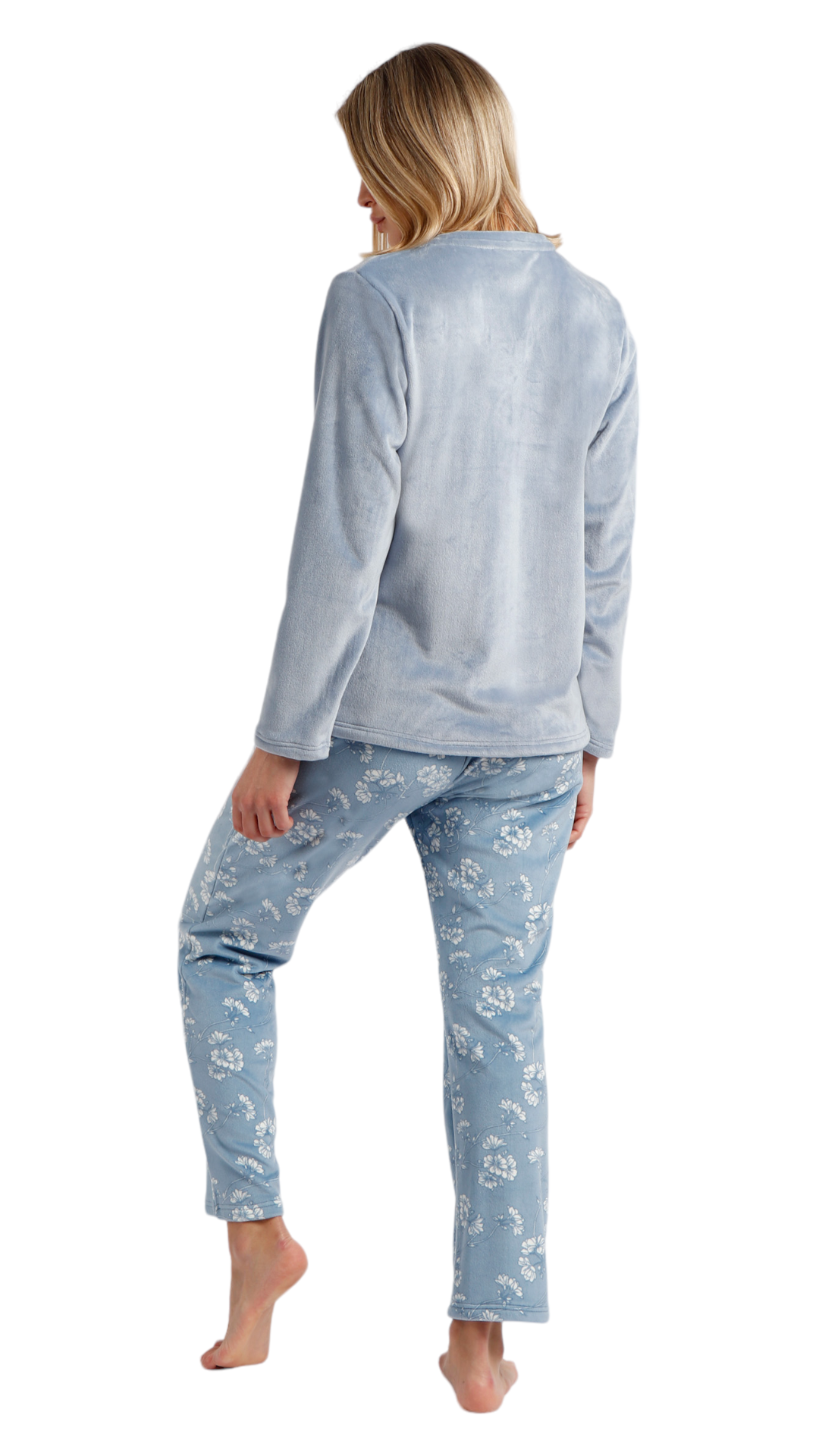 Pigiama donna invernale con T-Shirt con pizzo e pantalone a fantasia Admas