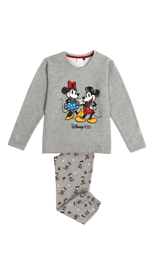 Pigiama invernale bambina Disney in felpa grigio Admas