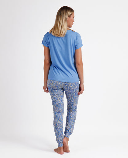 Pigiama estivo donna t-shirt e pantalone lungo azzurro Admas