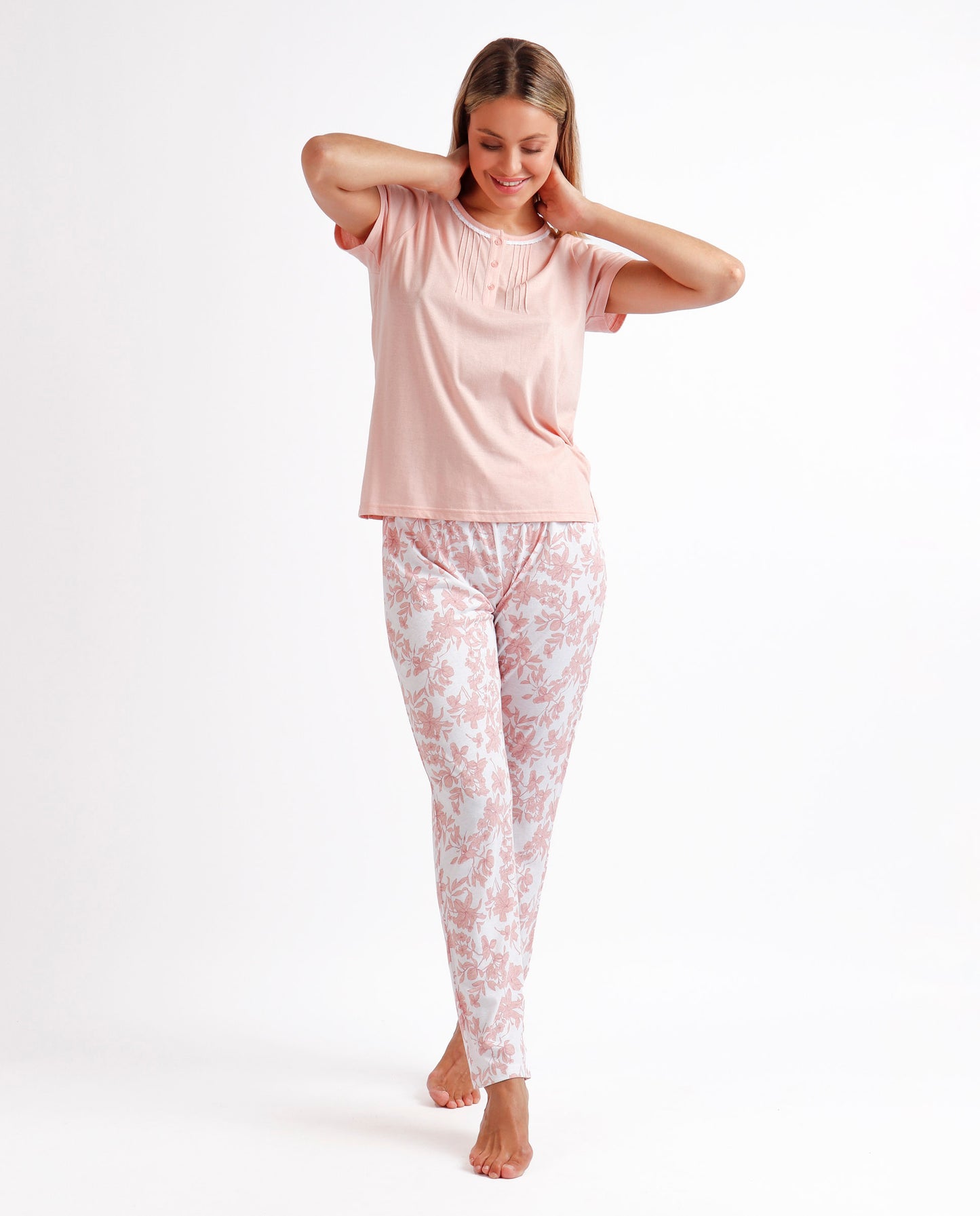 Pigiama estivo donna t-shirt e pantalone rosa Admas