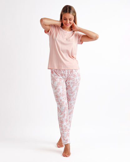 Pigiama estivo donna t-shirt e pantalone rosa Admas