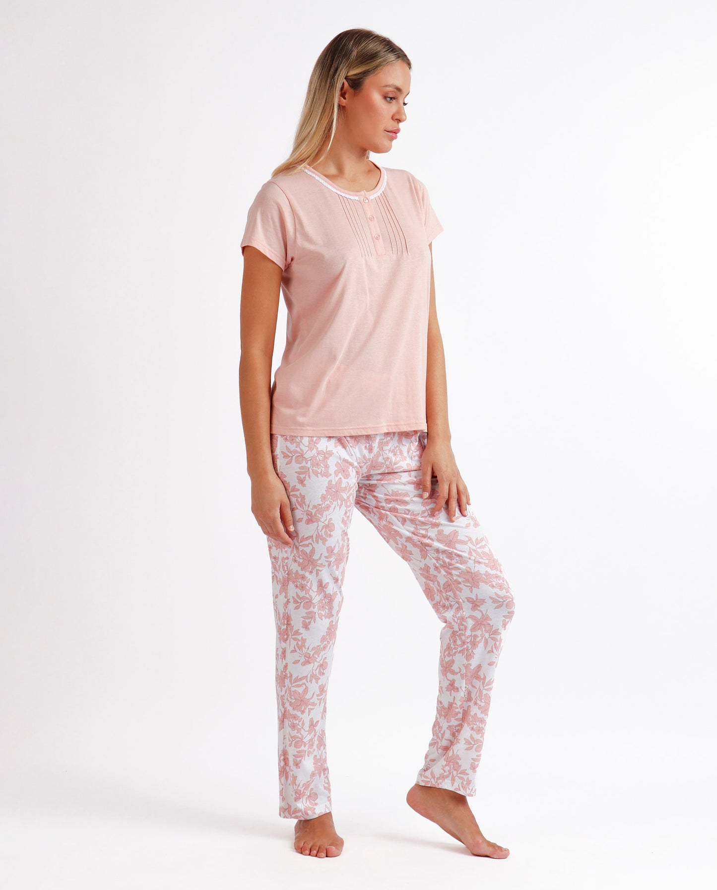 Pigiama estivo donna t-shirt e pantalone rosa Admas