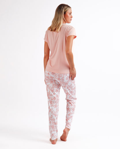 Pigiama estivo donna t-shirt e pantalone rosa Admas