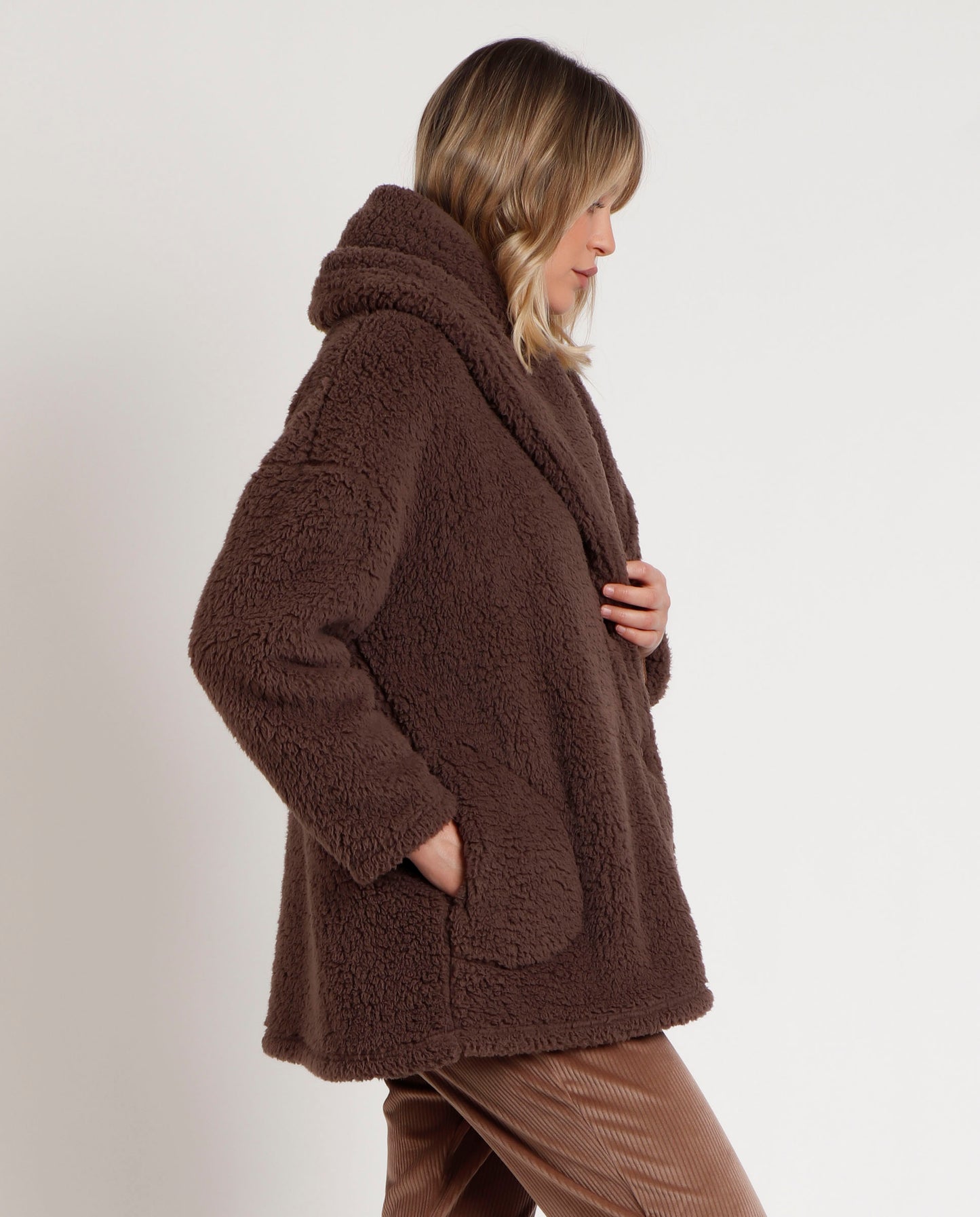 Vestaglia donna invernale pile marrone Admas