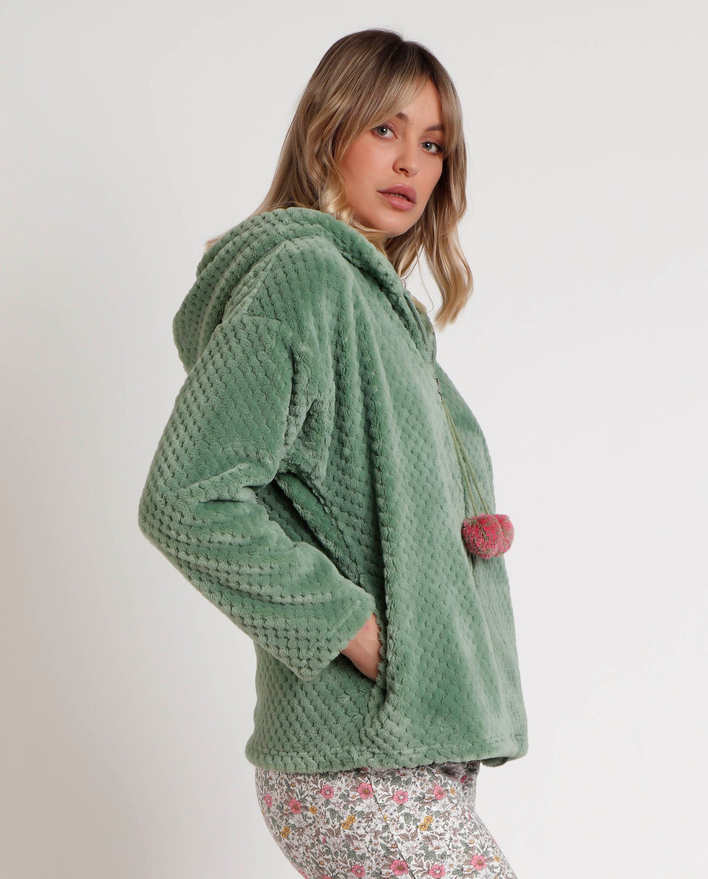 Vestaglia donna invernale pile verde Admas