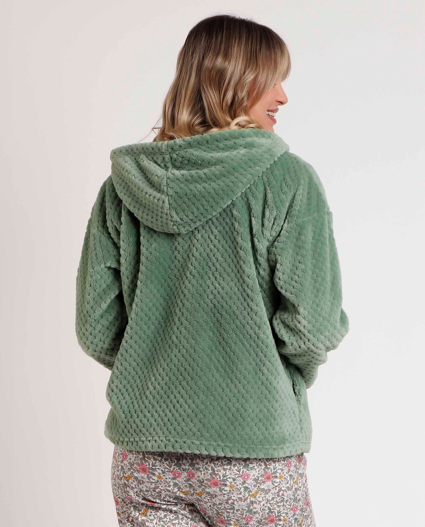 Vestaglia donna invernale pile verde Admas