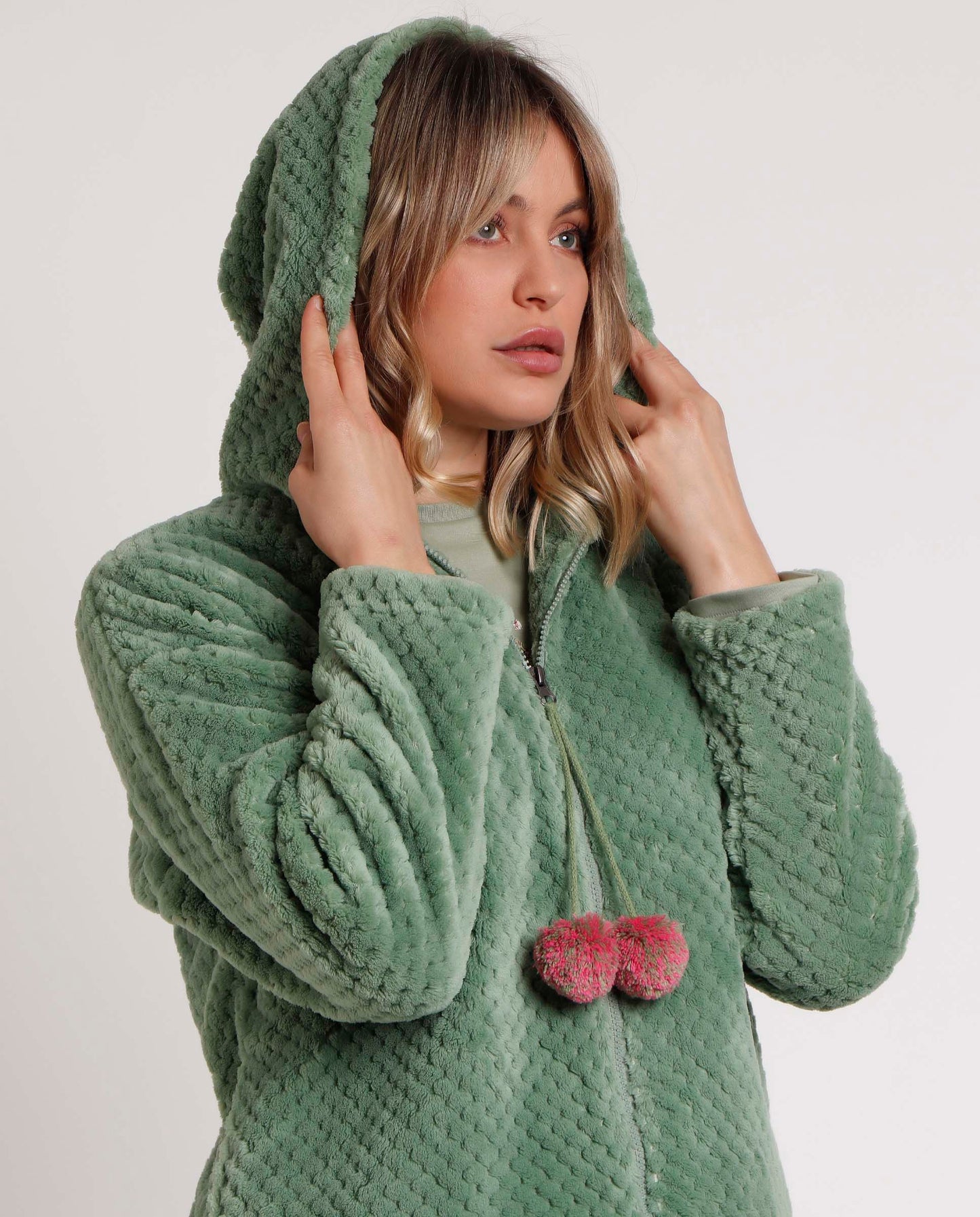 Vestaglia donna invernale pile verde Admas