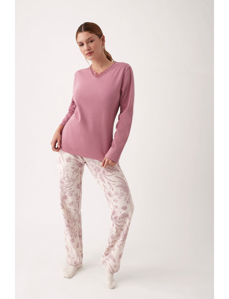 Pigiama 3 Pezzi Donna Invernale Floreale Promise