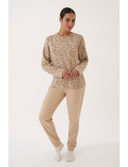 Pigiama Donna Invernale Maculato Beige Promise