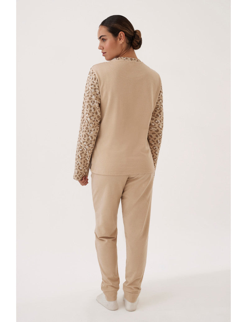 Pigiama Donna Invernale Maculato Beige Promise