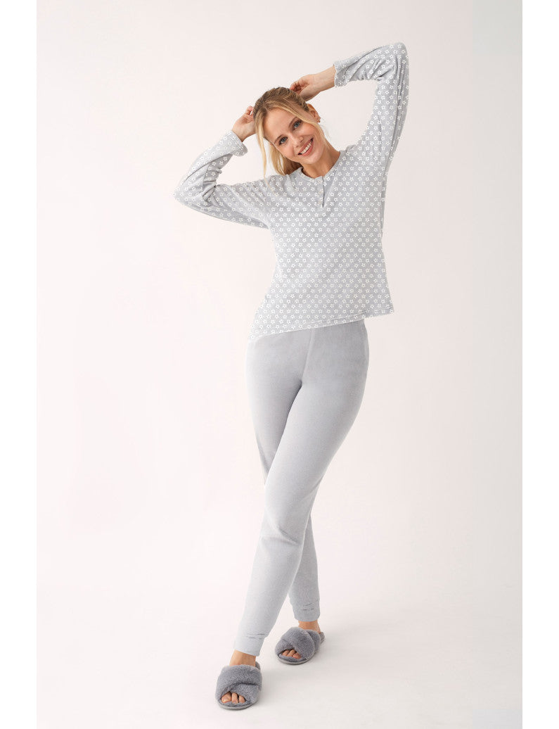 Pigiama Invernale Donna in Micropile  Grigio Promise