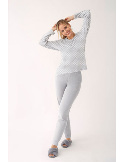 Pigiama Invernale Donna in Micropile  Grigio Promise