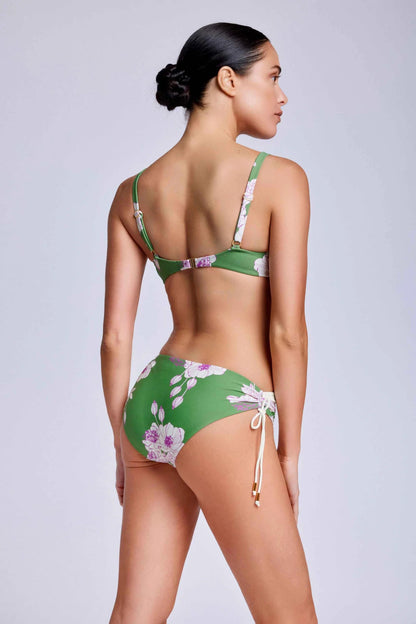 Bikini e culotte fondo verde con stampa fiori David