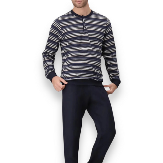 Pigiama uomo invernale in soft cotton con T-Shirt multifida Perofil