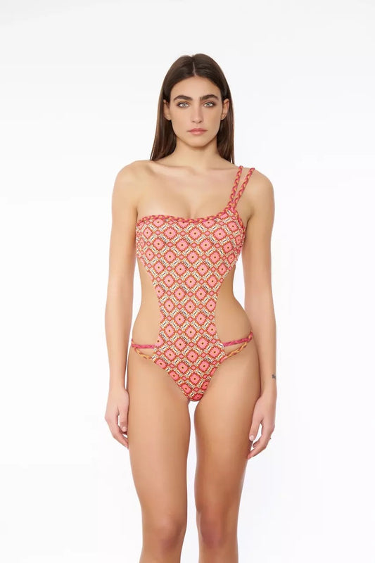 Costume intero ricami fucsia e arancione Miss Bikini