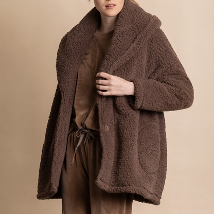 Vestaglia donna invernale pile marrone Admas