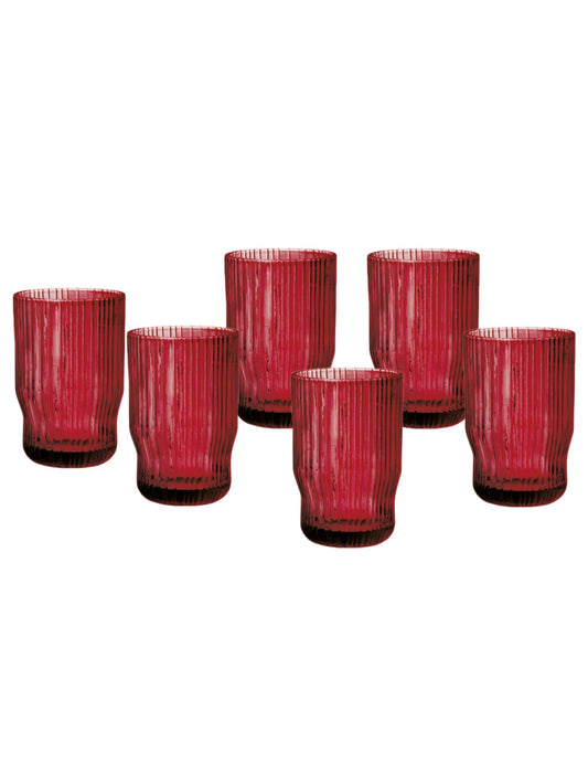 Bicchieri Plisse Rosso Set 6 pz Vetro Brandani