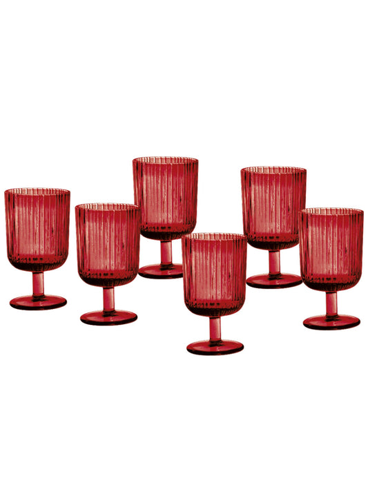 Calice Plisse Rosso Set 6 pz Vetro Brandani