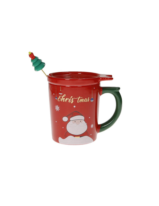 Mug da colazione tappo rosso con cucchiaino gold inox Brandani