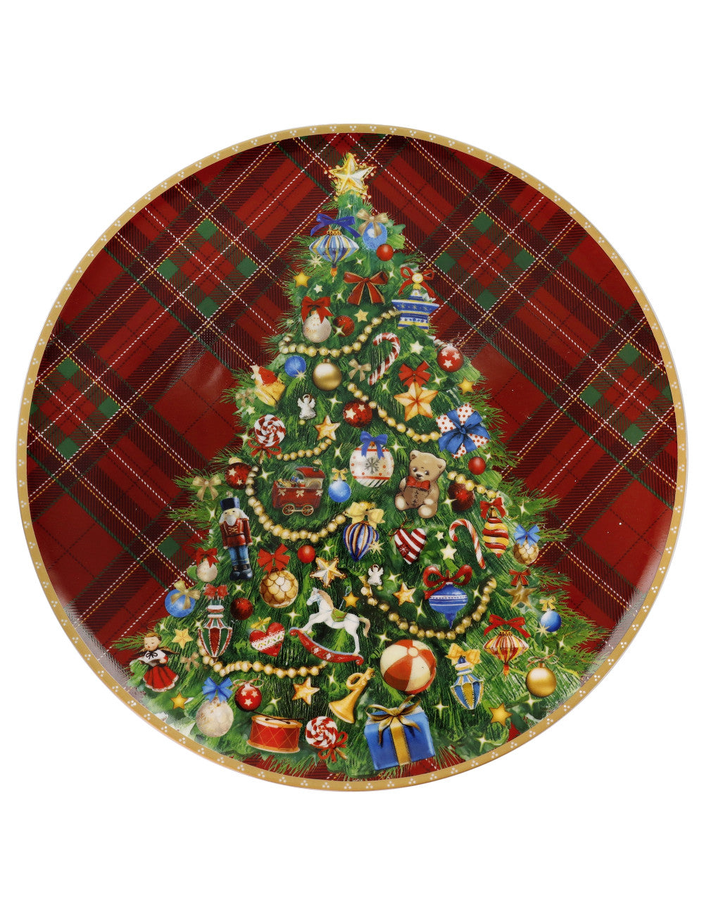 Piatto Portata Christmas Tartan Porcellana Brandani