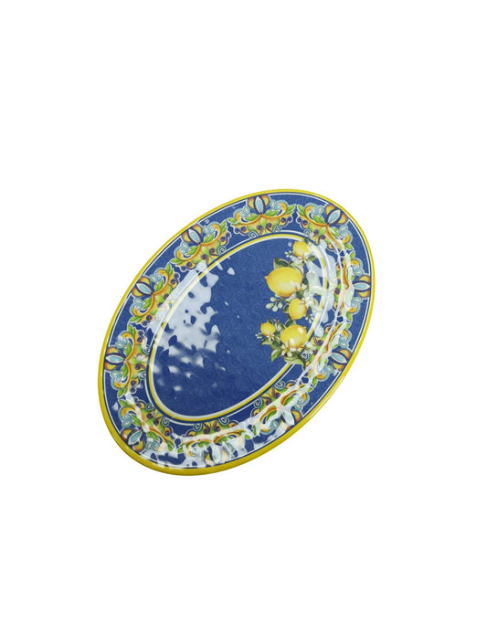 Vassoio grande Citrus Blu Ovale con decori Melamina Brandani